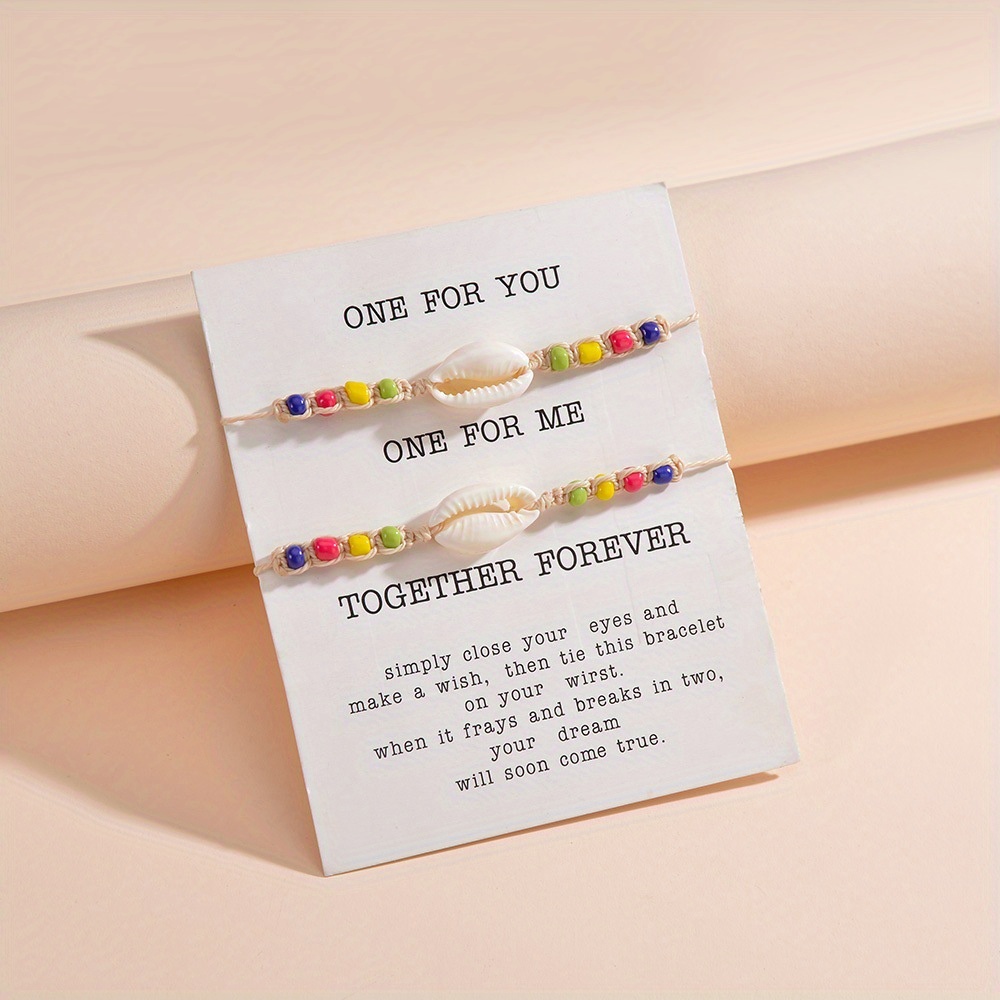2pcs Beach Shell Rice Beads Friendship Bracelet Set